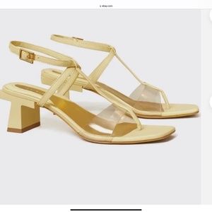 TORY BURCH Strappy lucite heel sandals in Sweet Corn/Clear, ,BNIB,MSRP$328